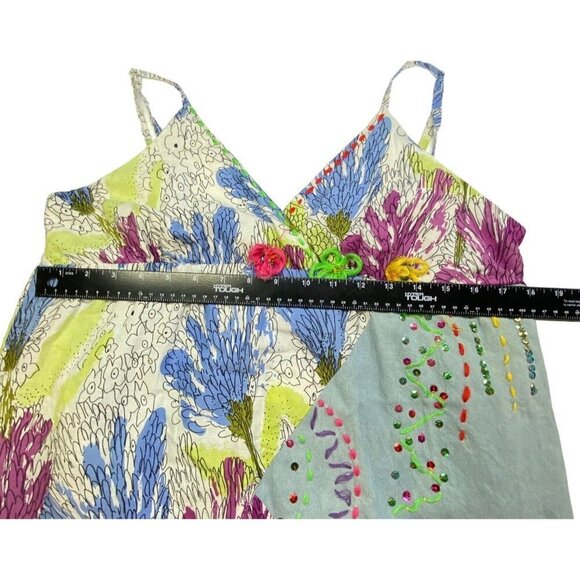 FORLA PARIS Mini Dress NWT Spaghetti Straps Sundress Flowy Multicolor L 65-5 - Picture 10 of 16